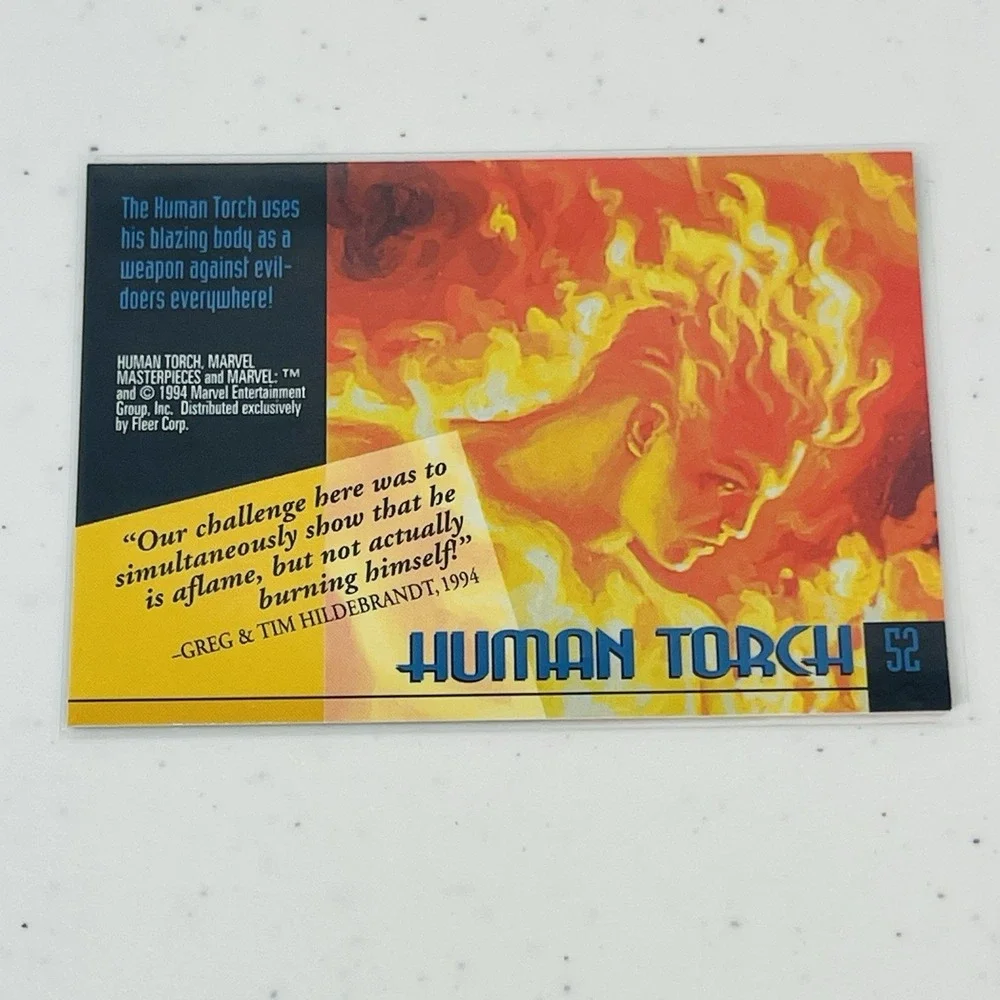 1994 Fleer Marvel Masterpieces SkyBox Human Torch #52 Hildebrandt Card